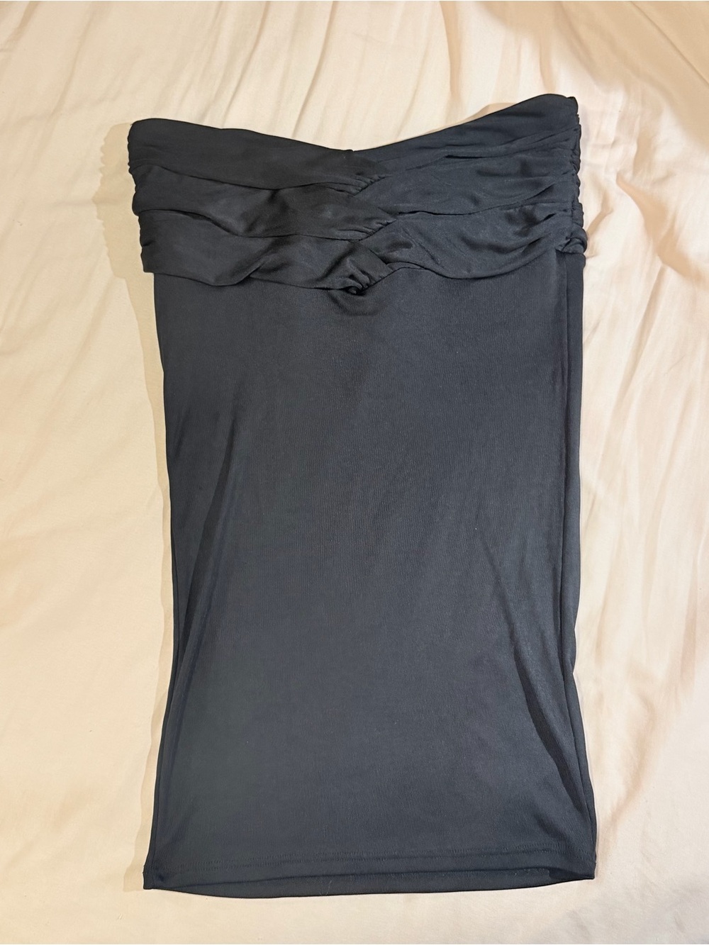 Marciano Black Strapless Ruched Bandeau Top